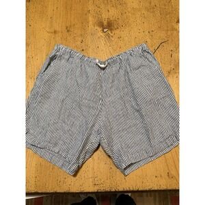 Alex Crane Bo Linen Striped Shorts in Gray & White Size XLarge